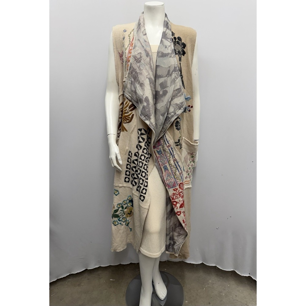 Johnny Was Biya Amylea Vest Long Duster NWT $620.00 Earth Tones Size Large L
